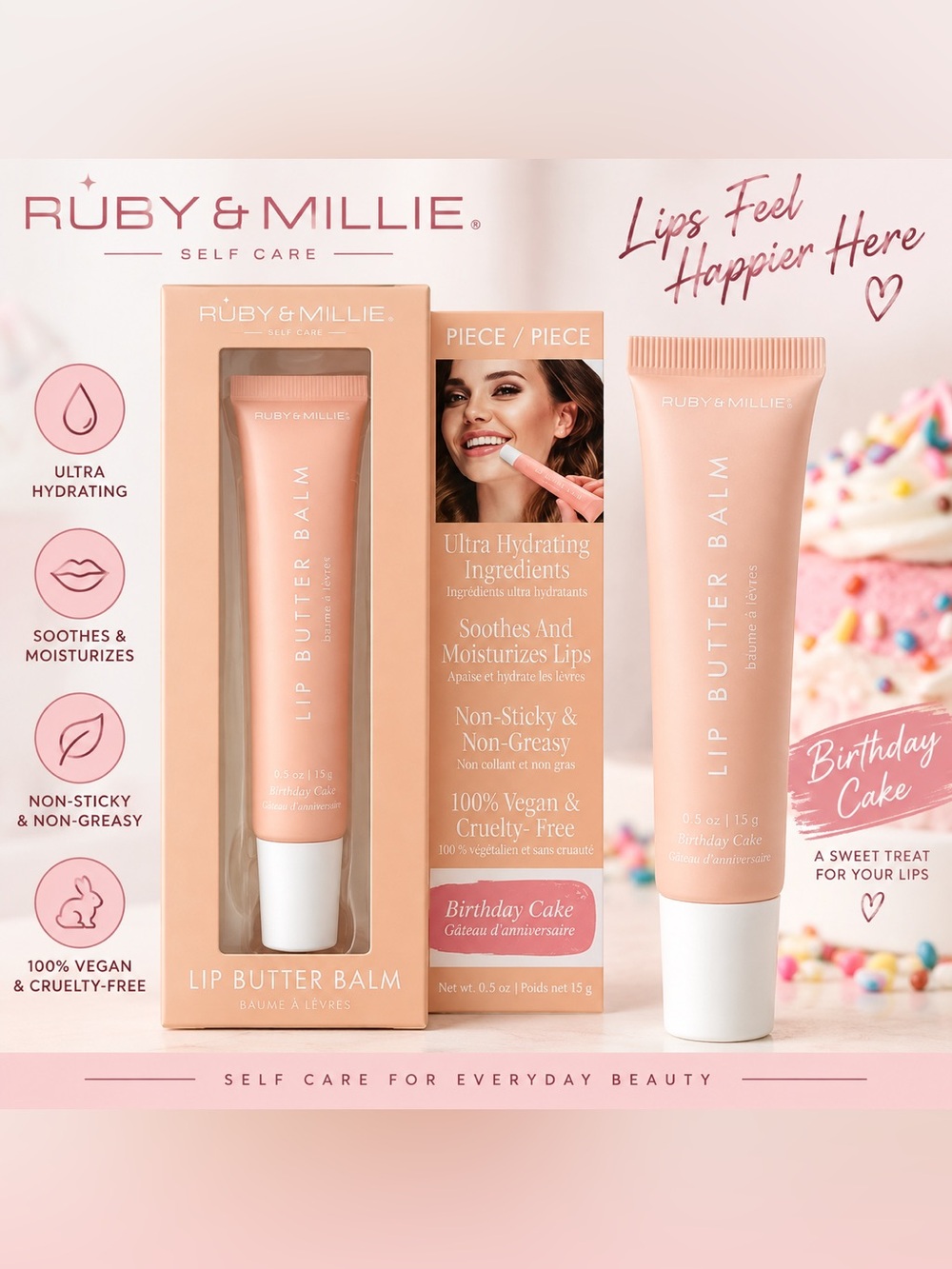 Ruby & Millie Lip Butter Balm – Birthday Cake
